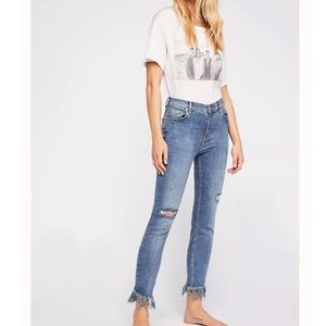 FREE People Greatest Heights Distressed Raw Hem Jeans 25